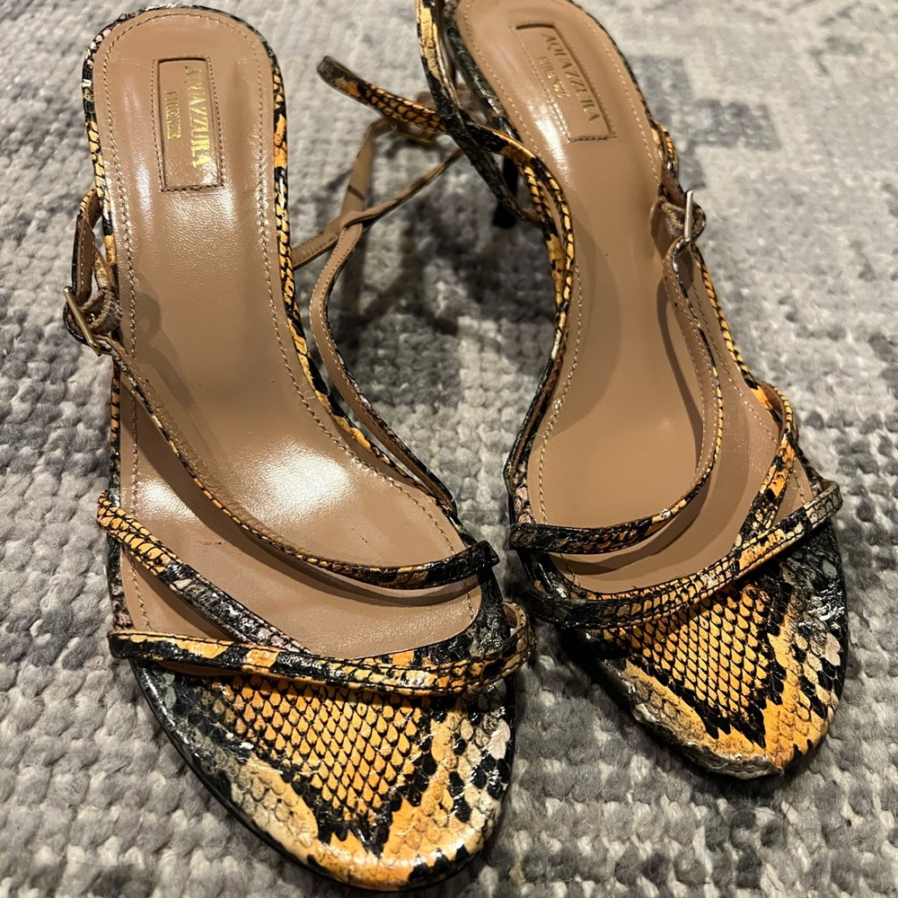 Aquazzura Firenze Women’s Snakeskin Design Heels Size 37.5 WITH DEFECT